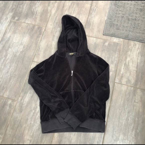 Juicy Couture Sweaters - Juicy Couture Black Velour Zip Hoodie